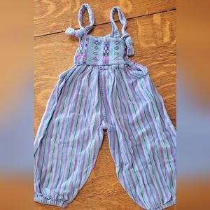 Striped Kids Jumpsuit - Purple and Blue Made In Guatamala 100 Percent Cotton